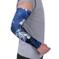 Polynesia Hammerhead Shark Arm Sleeves Blue Tribal Pattern With Plumeria LT05 - Polynesian Pride