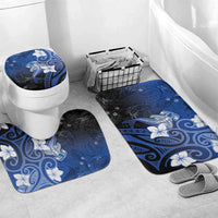 Polynesia Hammerhead Shark Bathroom Set Blue Tribal Pattern With Plumeria - Polynesian Pride