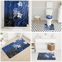 Polynesia Hammerhead Shark Bathroom Set Blue Tribal Pattern With Plumeria - Polynesian Pride
