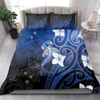 Polynesia Hammerhead Shark Bedding Set Blue Tribal Pattern With Plumeria - Polynesian Pride