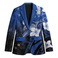 Polynesia Hammerhead Shark Blazer Blue Tribal Pattern With Plumeria - Polynesian Pride