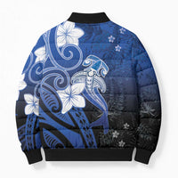 Polynesia Hammerhead Shark Bomber Puffer Jacket Blue Tribal Pattern With Plumeria LT05 - Polynesian Pride