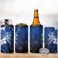 Polynesia Hammerhead Shark 4 in 1 Can Cooler Tumbler Blue Tribal Pattern With Plumeria - Polynesian Pride