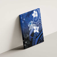Polynesia Hammerhead Shark Canvas Wall Art Blue Tribal Pattern With Plumeria LT05 - Polynesian Pride