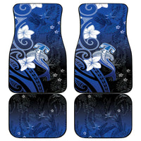 Polynesia Hammerhead Shark Car Mats Blue Tribal Pattern With Plumeria - Polynesian Pride