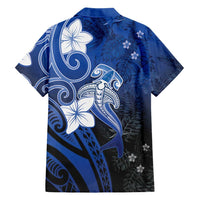 Polynesia Hammerhead Shark Hawaiian Shirt Blue Tribal Pattern With Plumeria - Polynesian Pride