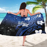 Polynesia Hammerhead Shark Sarong Blue Tribal Pattern With Plumeria - Polynesian Pride