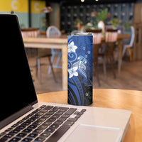 Polynesia Hammerhead Shark Skinny Tumbler Blue Tribal Pattern With Plumeria LT05 - Polynesian Pride