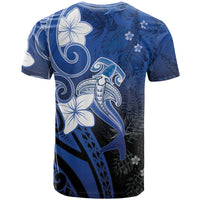 Polynesia Hammerhead Shark T Shirt Blue Tribal Pattern With Plumeria LT05 - Polynesian Pride