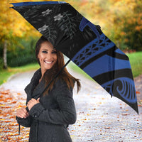 Polynesia Hammerhead Shark Umbrella Blue Tribal Pattern With Plumeria - Polynesian Pride