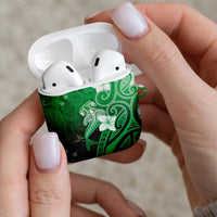 Polynesia Hammerhead Shark AirPods Case Green Tribal Pattern With Plumeria LT05 - Polynesian Pride