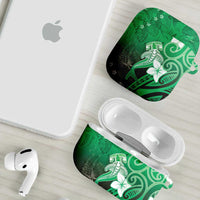 Polynesia Hammerhead Shark AirPods Case Green Tribal Pattern With Plumeria LT05 - Polynesian Pride