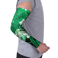 Polynesia Hammerhead Shark Arm Sleeves Green Tribal Pattern With Plumeria LT05 - Polynesian Pride