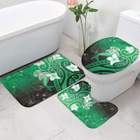 Polynesia Hammerhead Shark Bathroom Set Green Tribal Pattern With Plumeria - Polynesian Pride