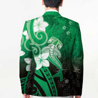 Polynesia Hammerhead Shark Blazer Green Tribal Pattern With Plumeria - Polynesian Pride