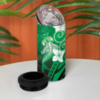 Polynesia Hammerhead Shark 4 in 1 Can Cooler Tumbler Green Tribal Pattern With Plumeria - Polynesian Pride