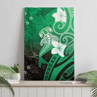 Polynesia Hammerhead Shark Canvas Wall Art Green Tribal Pattern With Plumeria LT05 - Polynesian Pride