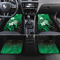 Polynesia Hammerhead Shark Car Mats Green Tribal Pattern With Plumeria - Polynesian Pride