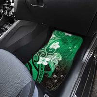 Polynesia Hammerhead Shark Car Mats Green Tribal Pattern With Plumeria - Polynesian Pride