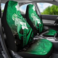Polynesia Hammerhead Shark Car Seat Cover Green Tribal Pattern With Plumeria LT05 - Polynesian Pride