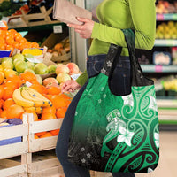Polynesia Hammerhead Shark Grocery Bag Green Tribal Pattern With Plumeria - Polynesian Pride