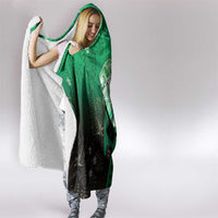 Polynesia Hammerhead Shark Hooded Blanket Green Tribal Pattern With Plumeria LT05 - Polynesian Pride