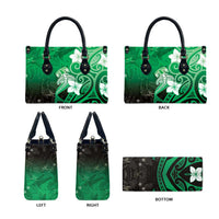 Polynesia Hammerhead Shark Leather Bag Green Tribal Pattern With Plumeria - Polynesian Pride