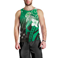 Polynesia Hammerhead Shark Men Tank Top Green Tribal Pattern With Plumeria LT05 - Polynesian Pride