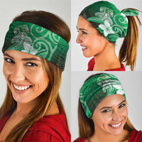 Polynesia Hammerhead Shark Neck Gaiter Green Tribal Pattern With Plumeria LT05 - Polynesian Pride