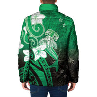 Polynesia Hammerhead Shark Padded Jacket Green Tribal Pattern With Plumeria LT05 - Polynesian Pride