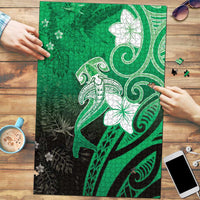 Polynesia Hammerhead Shark Puzzle Green Tribal Pattern With Plumeria LT05 Green - Polynesian Pride