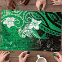 Polynesia Hammerhead Shark Puzzle Green Tribal Pattern With Plumeria LT05 - Polynesian Pride