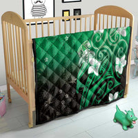 Polynesia Hammerhead Shark Quilt Green Tribal Pattern With Plumeria - Polynesian Pride