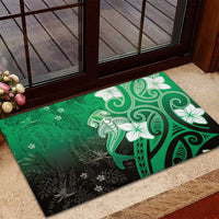 Polynesia Hammerhead Shark Rubber Doormat Green Tribal Pattern With Plumeria LT05 - Polynesian Pride