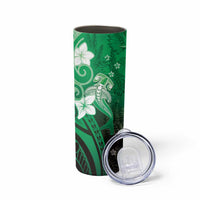 Polynesia Hammerhead Shark Skinny Tumbler Green Tribal Pattern With Plumeria LT05 - Polynesian Pride