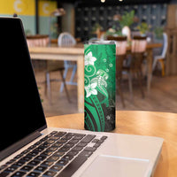 Polynesia Hammerhead Shark Skinny Tumbler Green Tribal Pattern With Plumeria LT05 - Polynesian Pride