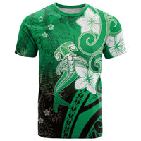 Polynesia Hammerhead Shark T Shirt Green Tribal Pattern With Plumeria LT05 Green - Polynesian Pride