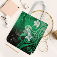 Polynesia Hammerhead Shark Tote Bag Green Tribal Pattern With Plumeria - Polynesian Pride