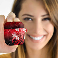 Polynesia Hammerhead Shark AirPods Case Red Tribal Pattern With Plumeria LT05 - Polynesian Pride