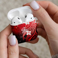 Polynesia Hammerhead Shark AirPods Case Red Tribal Pattern With Plumeria LT05 - Polynesian Pride