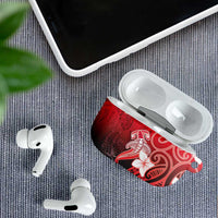 Polynesia Hammerhead Shark AirPods Case Red Tribal Pattern With Plumeria LT05 - Polynesian Pride