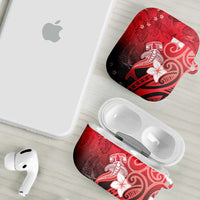 Polynesia Hammerhead Shark AirPods Case Red Tribal Pattern With Plumeria - Polynesian Pride