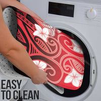 Polynesia Hammerhead Shark Bathroom Set Red Tribal Pattern With Plumeria - Polynesian Pride