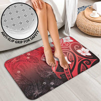 Polynesia Hammerhead Shark Bathroom Set Red Tribal Pattern With Plumeria - Polynesian Pride