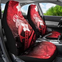 Polynesia Hammerhead Shark Car Seat Cover Red Tribal Pattern With Plumeria LT05 - Polynesian Pride