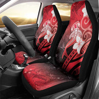 Polynesia Hammerhead Shark Car Seat Cover Red Tribal Pattern With Plumeria LT05 - Polynesian Pride