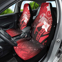 Polynesia Hammerhead Shark Car Seat Cover Red Tribal Pattern With Plumeria LT05 - Polynesian Pride