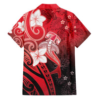 Polynesia Hammerhead Shark Family Matching Puletasi and Hawaiian Shirt Red Tribal Pattern With Plumeria LT05 - Polynesian Pride