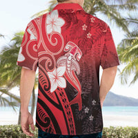 Polynesia Hammerhead Shark Hawaiian Shirt Red Tribal Pattern With Plumeria - Polynesian Pride