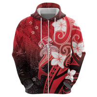 Polynesia Hammerhead Shark Hoodie Red Tribal Pattern With Plumeria LT05 - Polynesian Pride